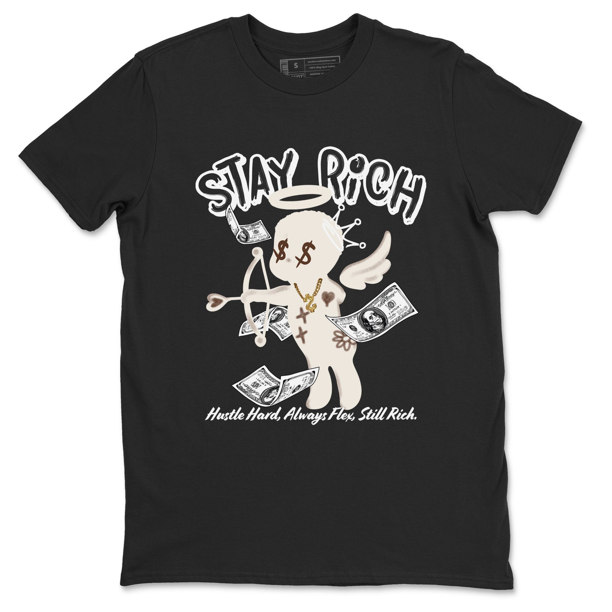 AJ12 Baroque Brown shirts to match jordans Stay Rich best t shirts to wear with jordans SoleFly x Jordan 12 Baroque Brown match shoes to clothes SNRT Sneaker Tees unisex cotton Black 2 shirts
