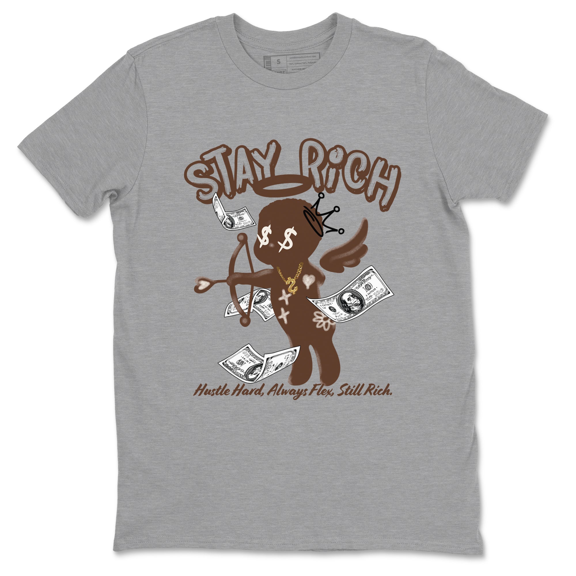 AJ12 Baroque Brown shirts to match jordans Stay Rich best t shirts to wear with jordans SoleFly x Jordan 12 Baroque Brown match shoes to clothes SNRT Sneaker Tees unisex cotton Heather Grey 2 shirts