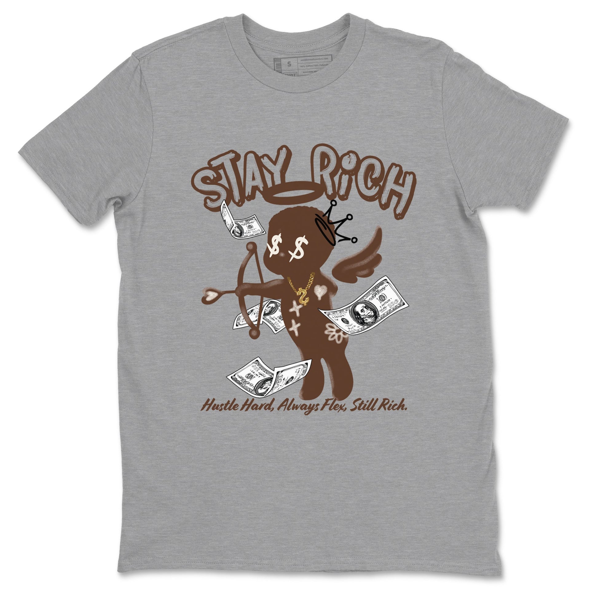 AJ12 Baroque Brown shirts to match jordans Stay Rich best t shirts to wear with jordans SoleFly x Jordan 12 Baroque Brown match shoes to clothes SNRT Sneaker Tees unisex cotton Heather Grey 2 shirts