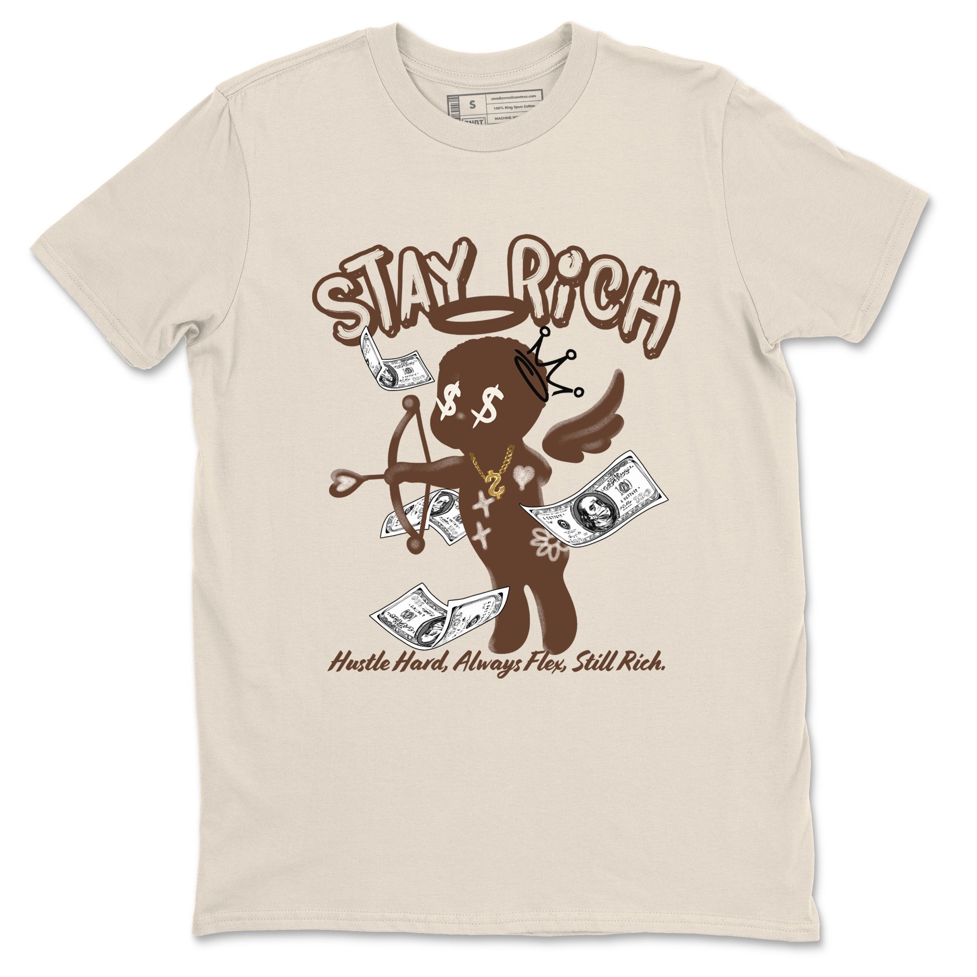 AJ12 Baroque Brown shirts to match jordans Stay Rich best t shirts to wear with jordans SoleFly x Jordan 12 Baroque Brown match shoes to clothes SNRT Sneaker Tees unisex cotton Natural 2 shirts