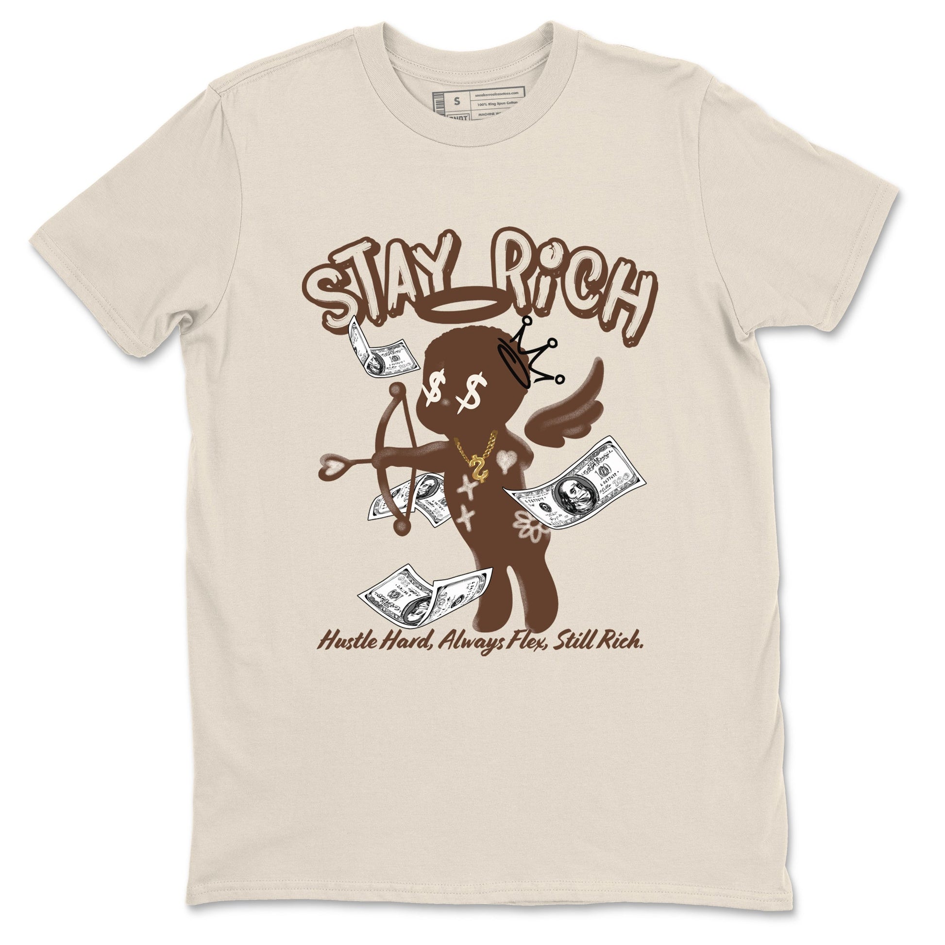 AJ12 Baroque Brown shirts to match jordans Stay Rich best t shirts to wear with jordans SoleFly x Jordan 12 Baroque Brown match shoes to clothes SNRT Sneaker Tees unisex cotton Natural 2 shirts
