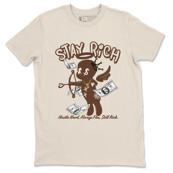 AJ12 Baroque Brown shirts to match jordans Stay Rich best t shirts to wear with jordans SoleFly x Jordan 12 Baroque Brown match shoes to clothes SNRT Sneaker Tees unisex cotton Natural 2 shirts