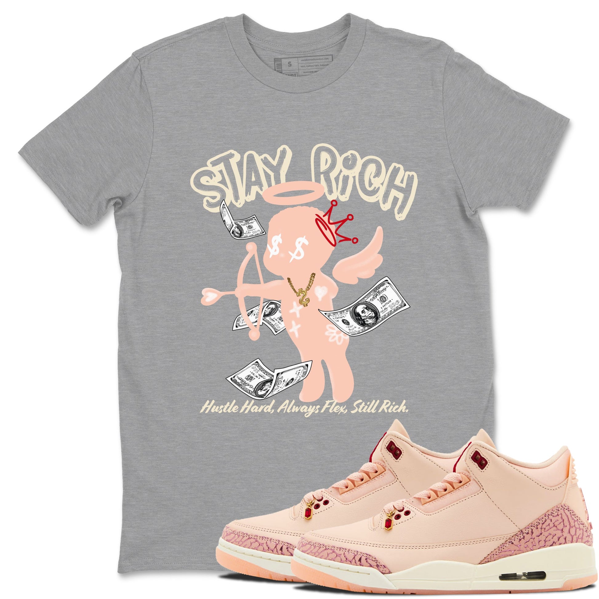 3s Valentines Day shirts to match jordans Stay Rich best t shirts to wear with jordans Air Jordan 3 Valentines Day match shoes to clothes SNRT Sneaker Tees unisex cotton Heather Grey 1 shirts