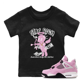 4s Retro Orchid shirts to match jordans Stay Rich sneaker match tees Air Jordan 4 WMNS Orchid match shoes to clothes SNRT Sneaker Tees Youth Baby Black 1 tee
