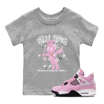 4s Retro Orchid shirts to match jordans Stay Rich sneaker match tees Air Jordan 4 WMNS Orchid match shoes to clothes SNRT Sneaker Tees Youth Baby Heather Grey 1 tee