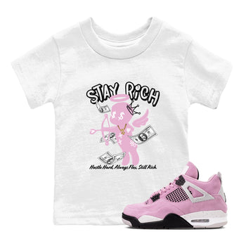4s Retro Orchid shirts to match jordans Stay Rich sneaker match tees Air Jordan 4 WMNS Orchid match shoes to clothes SNRT Sneaker Tees Youth Baby White 1 tee