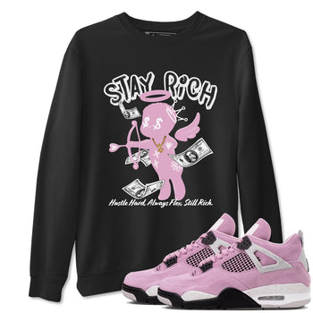 4s Retro Orchid shirts to match jordans Stay Rich sneaker match tees Air Jordan 4 WMNS Orchid match shoes to clothes SNRT Sneaker Tees unisex cotton Black 1 shirts