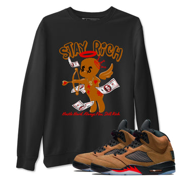 5s Archaeo Brown shirts to match jordans Stay Rich sneaker match tees Air Jordan 5 Archaeo Brown match shoes to clothes SNRT Sneaker Tees unisex cotton Black 1 shirts