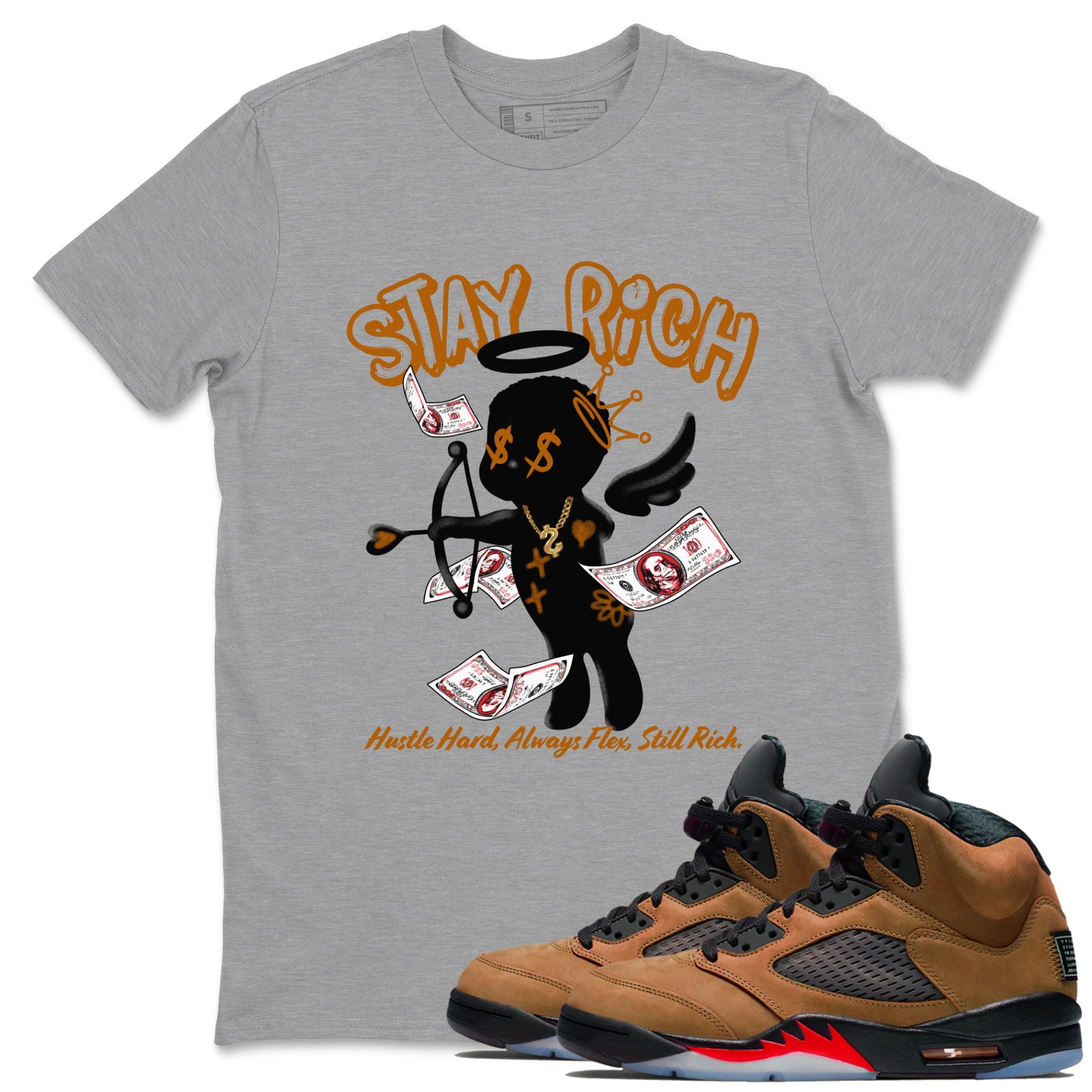 5s Archaeo Brown shirts to match jordans Stay Rich sneaker match tees Air Jordan 5 Archaeo Brown match shoes to clothes SNRT Sneaker Tees unisex cotton Heather Grey 1 shirts