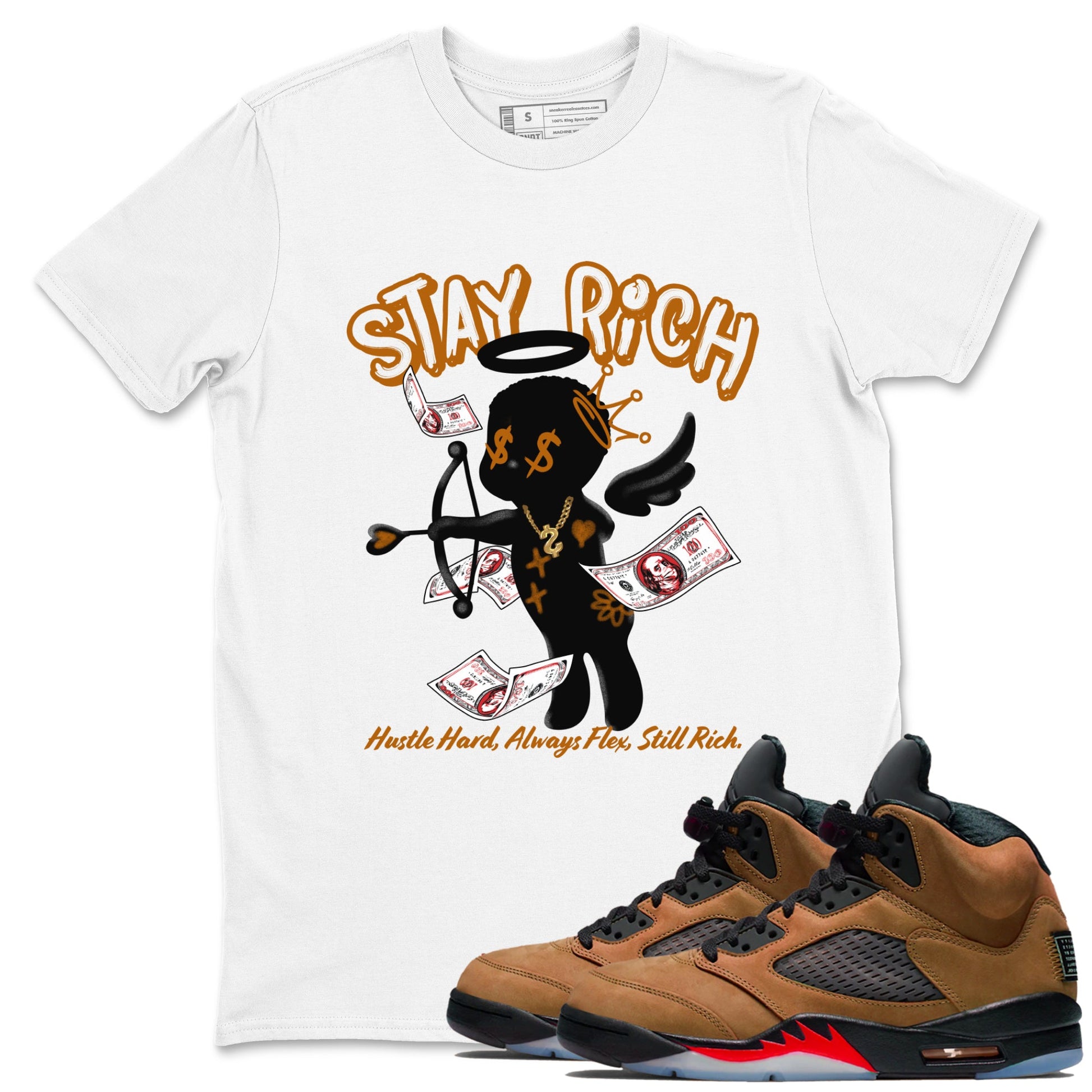 5s Archaeo Brown shirts to match jordans Stay Rich sneaker match tees Air Jordan 5 Archaeo Brown match shoes to clothes SNRT Sneaker Tees unisex cotton White 1 shirts