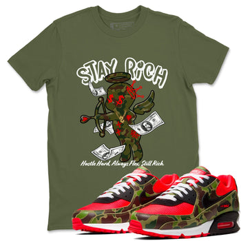Air Max 90 Duck Camo shirts to match jordans Stay Rich sneaker match tees Air Max 90 Reverse Duck Camo match shoes to clothes SNRT Sneaker Tees unisex cotton Military Green 1 shirts