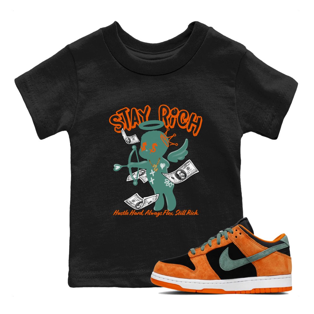 Dunk Low Ceramic shirts to match jordans Stay Rich sneaker match tees Dunk Ceramic match shoes to clothes SNRT Sneaker Tees Youth Baby Black 1 tee