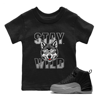 12s Black Wolf Grey shirts to match jordans Stay Wild sneaker match tees 12s Barons match shoes to clothes SNRT Sneaker Tees Youth Baby Black 1 tee