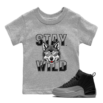 12s Black Wolf Grey shirts to match jordans Stay Wild sneaker match tees 12s Barons match shoes to clothes SNRT Sneaker Tees Youth Baby Heather Grey 1 tee