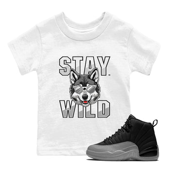 12s Black Wolf Grey shirts to match jordans Stay Wild sneaker match tees 12s Barons match shoes to clothes SNRT Sneaker Tees Youth Baby White 1 tee