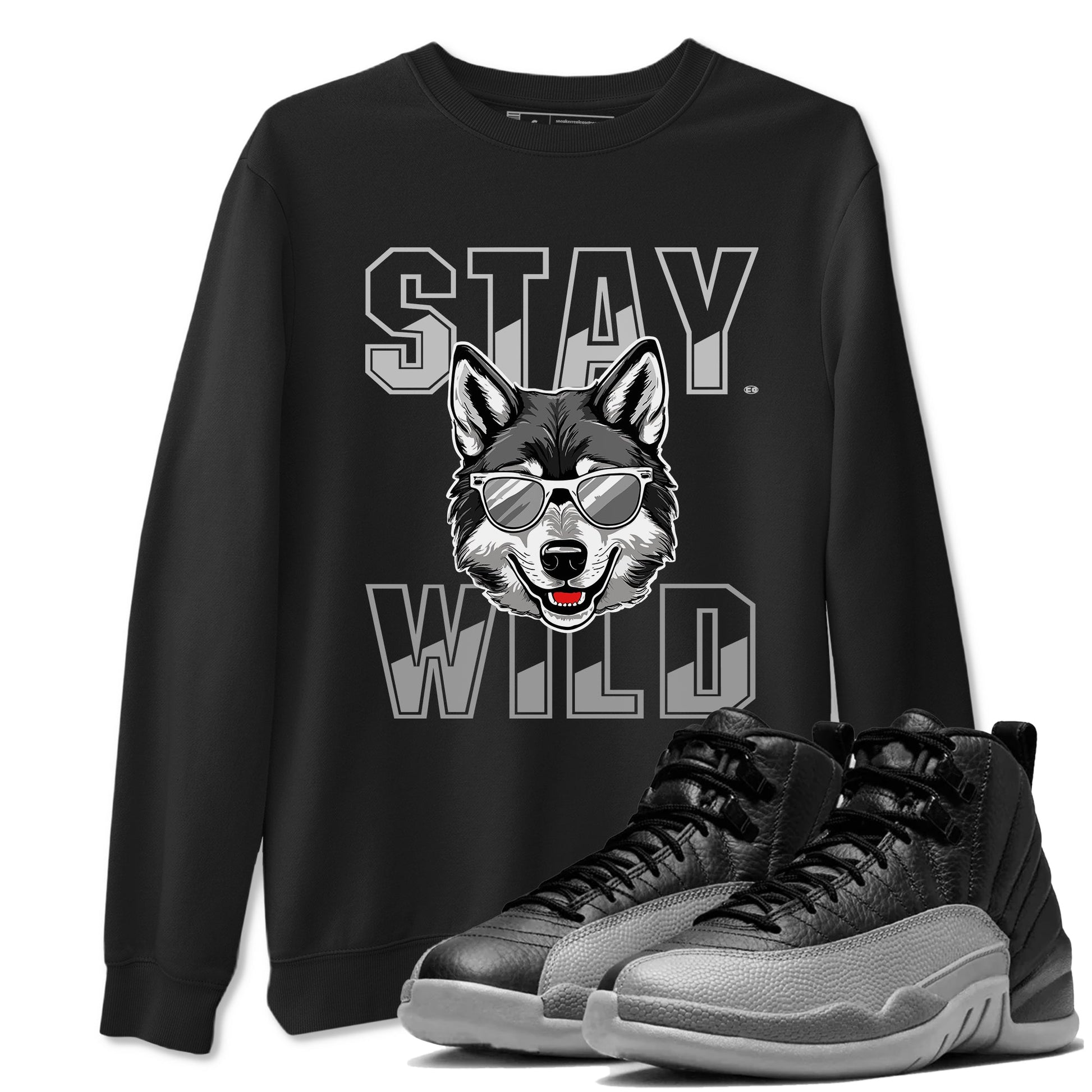 12s Black Wolf Grey shirts to match jordans Stay Wild sneaker match tees 12s Barons match shoes to clothes SNRT Sneaker Tees unisex cotton Black 1 shirts