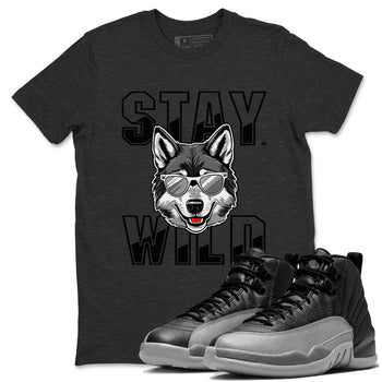 12s Black Wolf Grey shirts to match jordans Stay Wild sneaker match tees 12s Barons match shoes to clothes SNRT Sneaker Tees unisex cotton Charcoal Heather 1 shirts