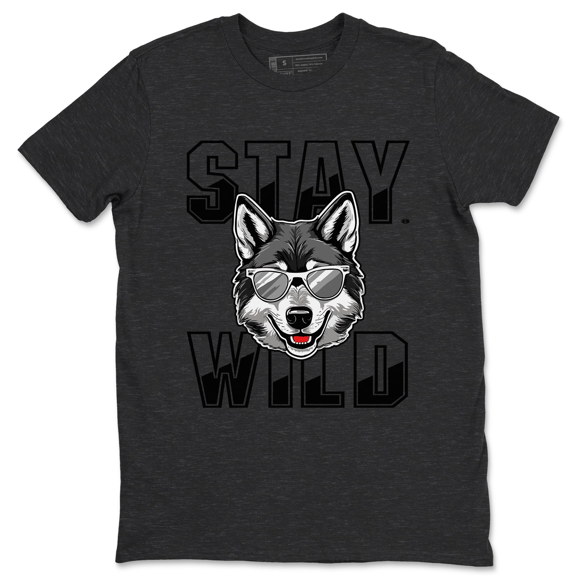 12s Black Wolf Grey shirts to match jordans Stay Wild sneaker match tees 12s Barons match shoes to clothes SNRT Sneaker Tees unisex cotton Charcoal Heather 2 shirts
