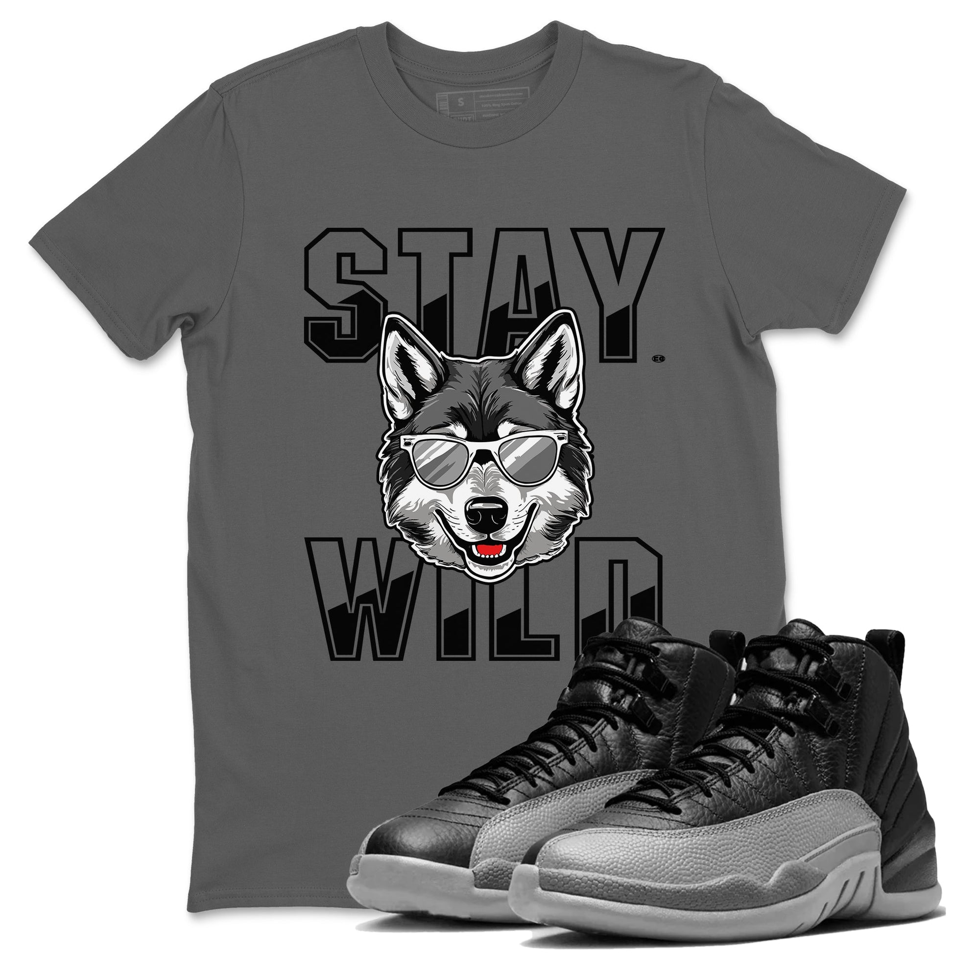 12s Black Wolf Grey shirts to match jordans Stay Wild sneaker match tees 12s Barons match shoes to clothes SNRT Sneaker Tees unisex cotton Cool Grey 1 shirts