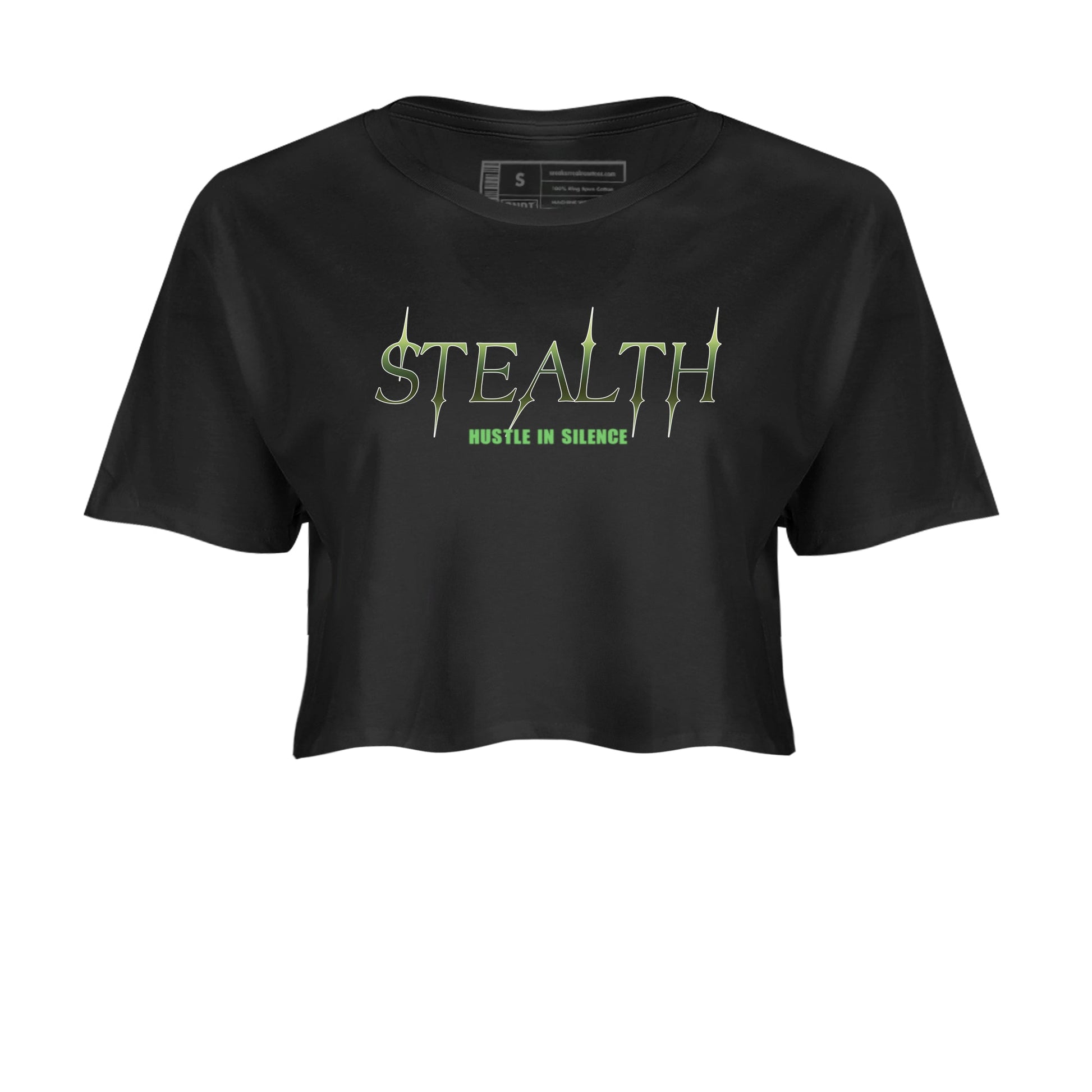 Sneaker match tees – Sneaker Tees To Match Air Foamposite One Pine Green Shoes – Stealth Crop T-Shirt Black 2