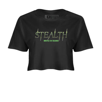 Sneaker match tees – Sneaker Tees To Match Air Foamposite One Pine Green Shoes – Stealth Crop T-Shirt Black 2