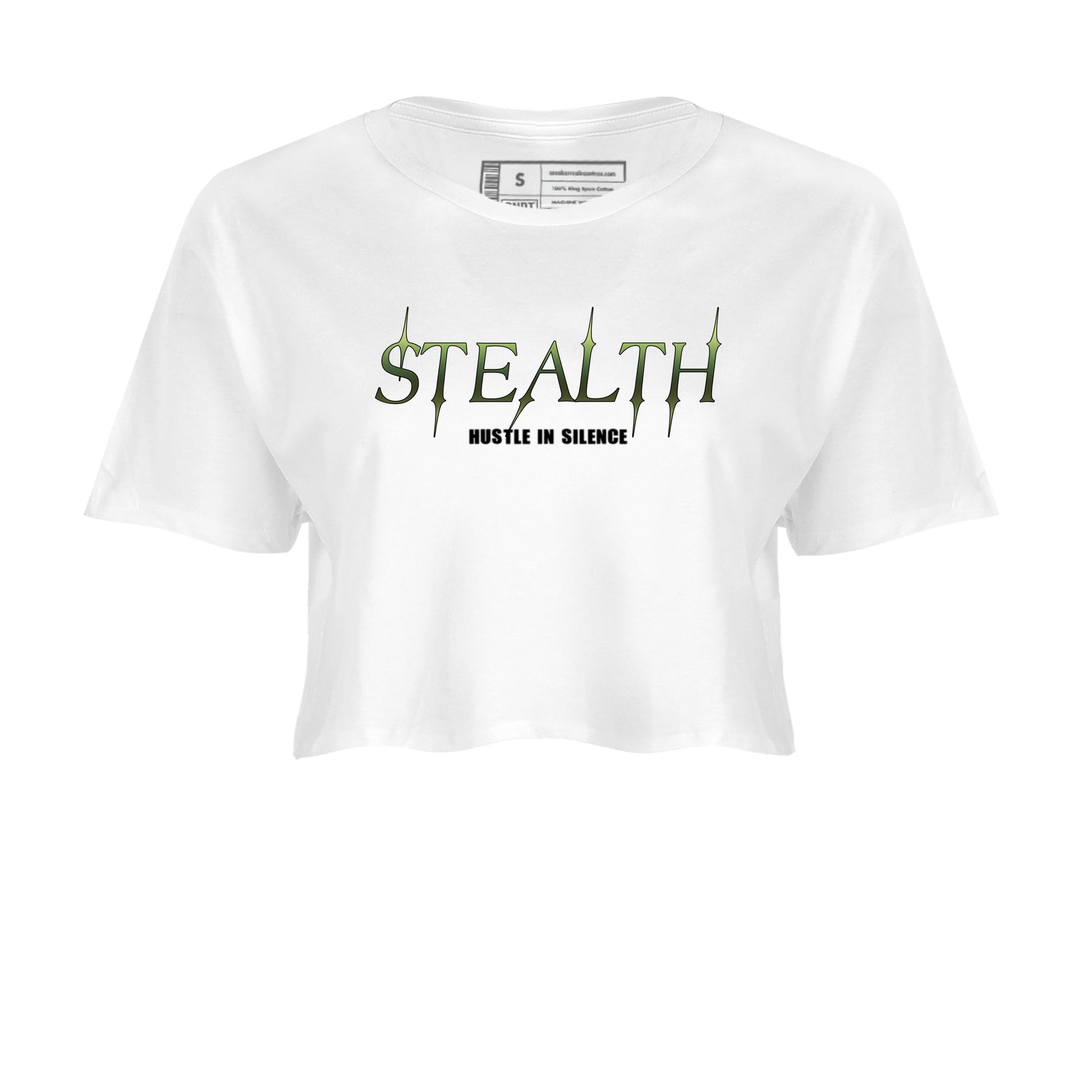 Sneaker match tees – Sneaker Tees To Match Air Foamposite One Pine Green Shoes – Stealth Crop T-Shirt White 2
