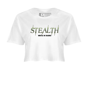 Sneaker match tees – Sneaker Tees To Match Air Foamposite One Pine Green Shoes – Stealth Crop T-Shirt White 2
