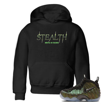 Sneaker match tees – Sneaker Tees To Match Air Foamposite One Pine Green Shoes – Stealth Kids T-Shirt Black 1