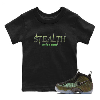 Sneaker match tees – Sneaker Tees To Match Air Foamposite One Pine Green Shoes – Stealth Kids T-Shirt Black 1