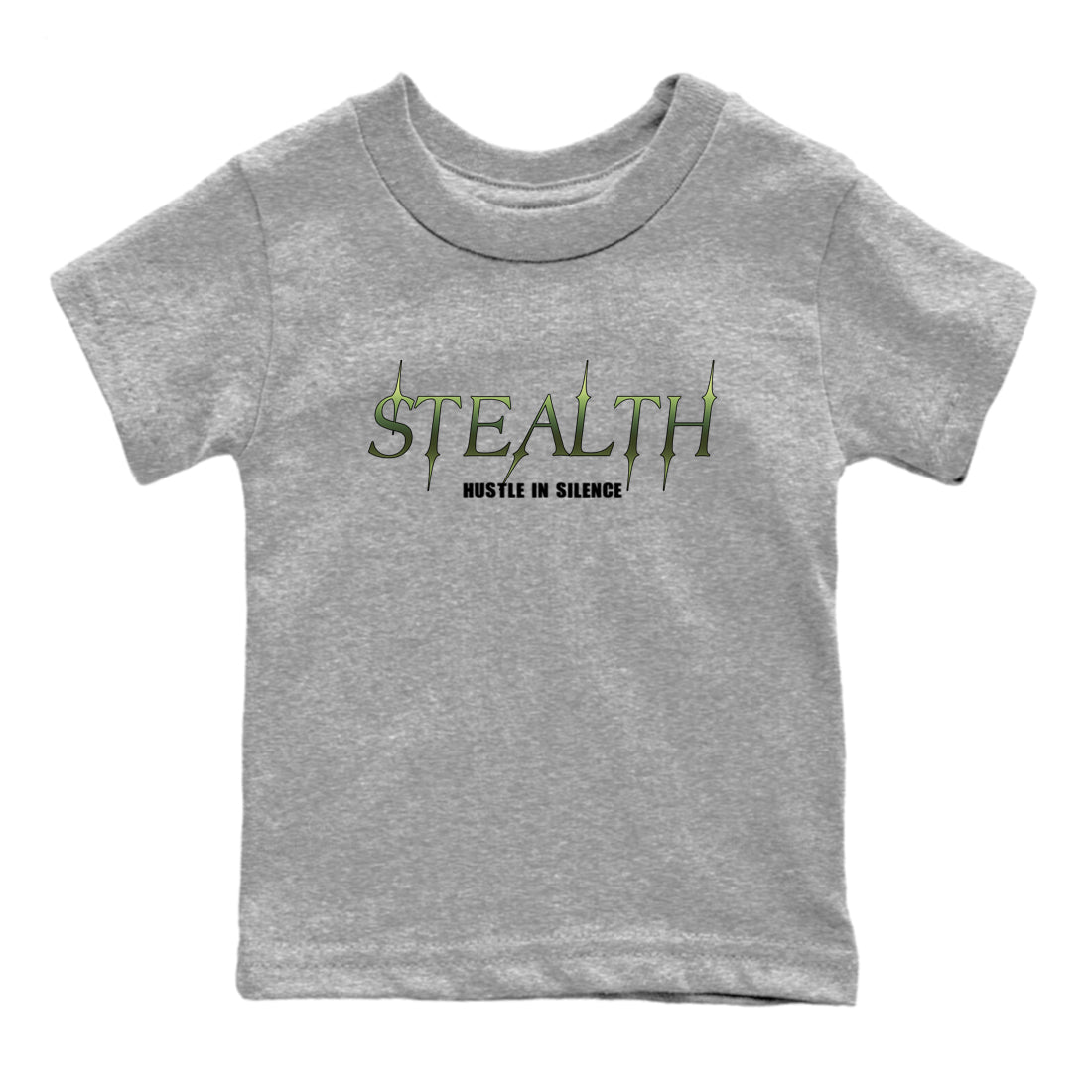 Sneaker match tees – Sneaker Tees To Match Air Foamposite One Pine Green Shoes – Stealth Kids T-Shirt Heather Grey 2