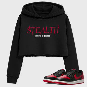 Sneaker match tees – Sneaker Tees To Match Air Jordan 1 Banned Shoes – Stealth Crop T-Shirt Black 1