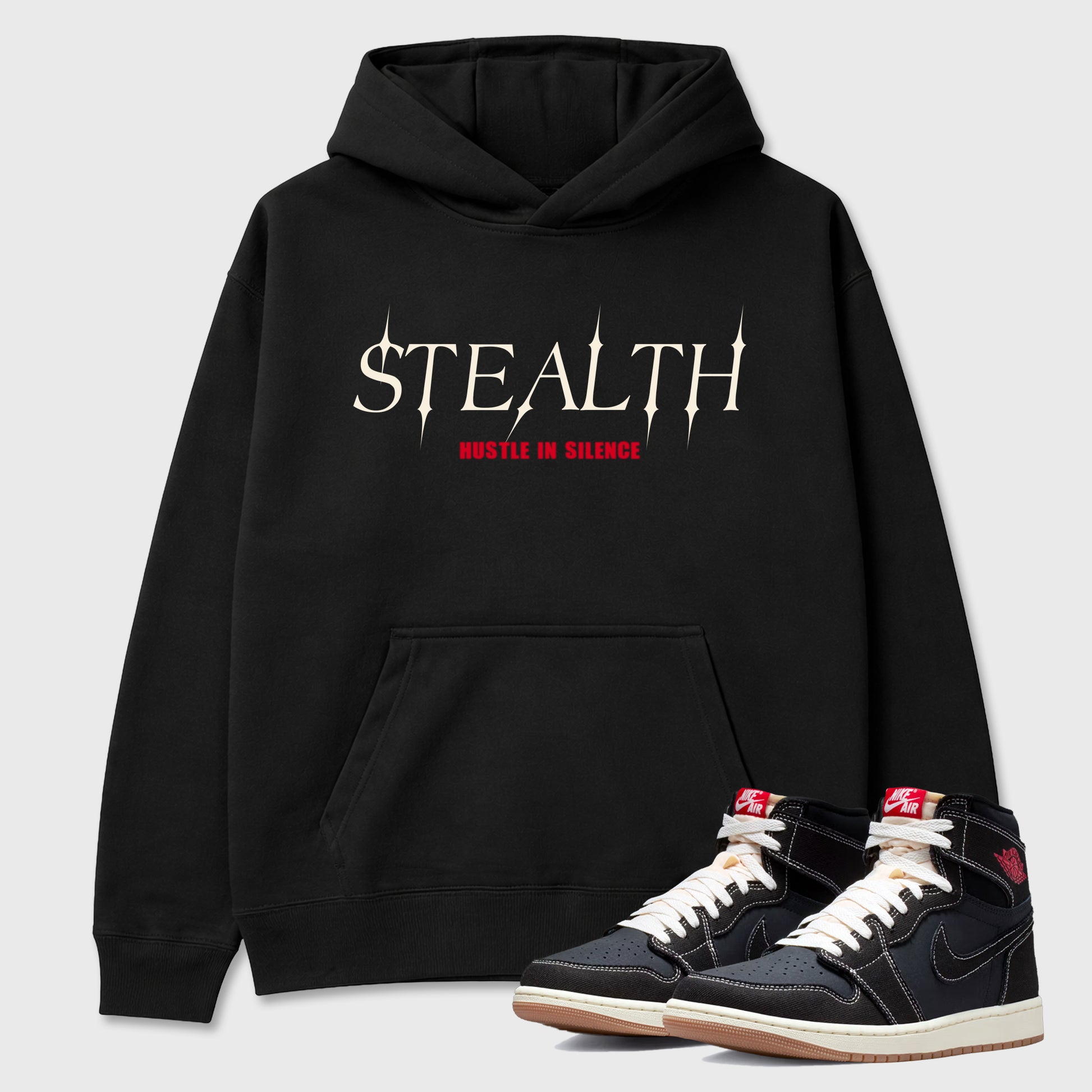 Sneaker match tees – Sneaker Tees To Match Air Jordan 1 Flight Club Shoes – Stealth Tee Black 1