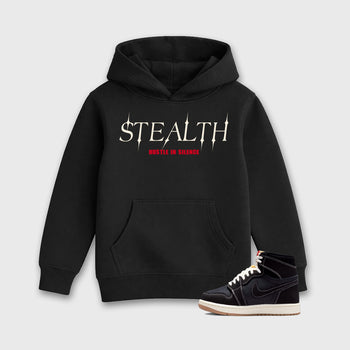 Sneaker match tees – Sneaker Tees To Match Air Jordan 1 Flight Club Shoes – Stealth Kids T-Shirt Black 1