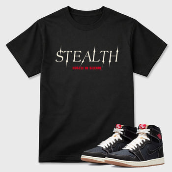 Sneaker match tees – Sneaker Tees To Match Air Jordan 1 Flight Club Shoes – Stealth Tee Black 1