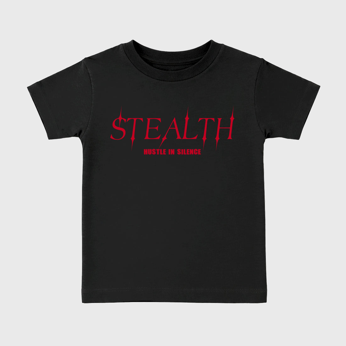 Stealth affordable baby and kids t-shirt designed to match the Air Jordan 12 Bloodline, featuring coordinated Black 2 options for the perfect little sneakerhead streetwear look.