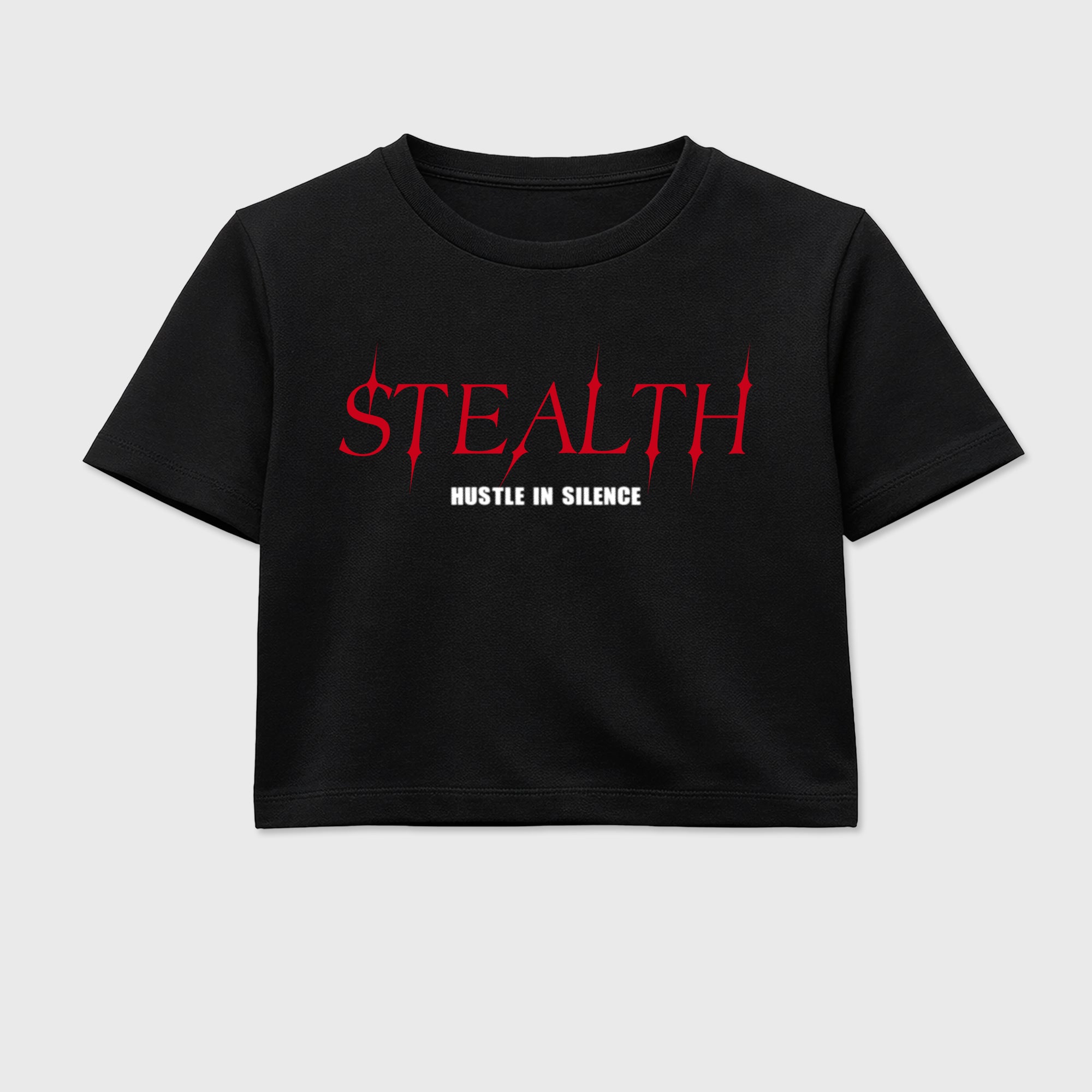 Sneaker match tees – Sneaker Tees To Match Air Jordan 13 University Red Shoes – Stealth Crop T-Shirt Black 2