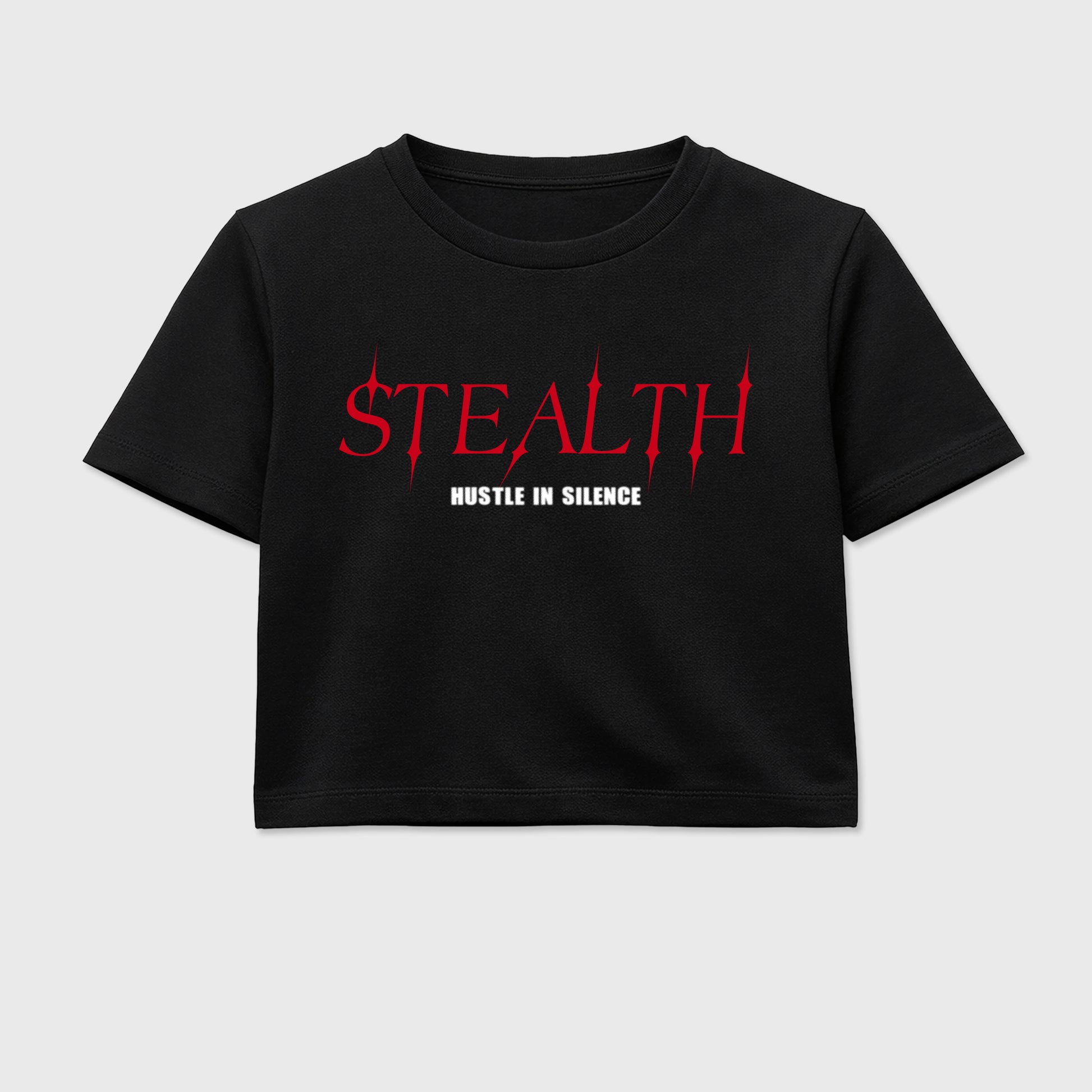 Sneaker match tees – Sneaker Tees To Match Air Jordan 13 University Red Shoes – Stealth Crop T-Shirt Black 2