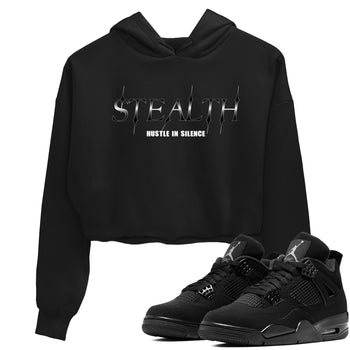Sneaker match tees – Sneaker Tees To Match Air Jordan 4 Black Cat Shoes – Stealth Crop T-Shirt Black 1
