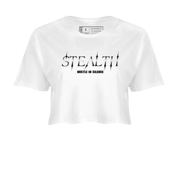 Sneaker match tees – Sneaker Tees To Match Air Jordan 4 Black Cat Shoes – Stealth Crop T-Shirt White 2