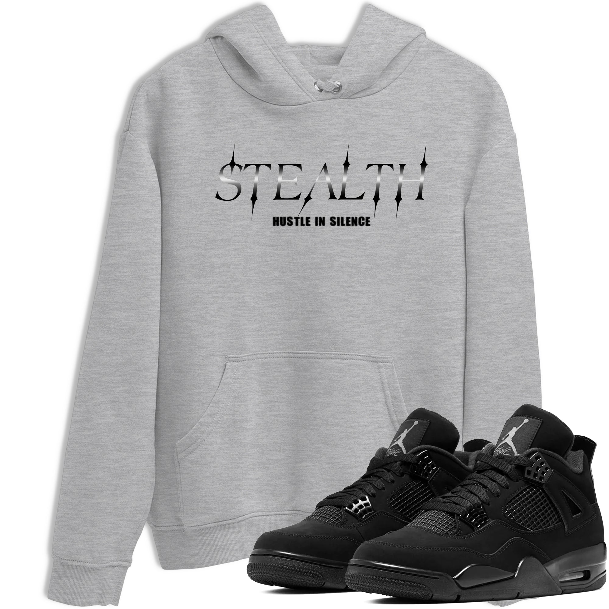 Sneaker match tees – Sneaker Tees To Match Air Jordan 4 Black Cat Shoes – Stealth Tee Heather Grey 1
