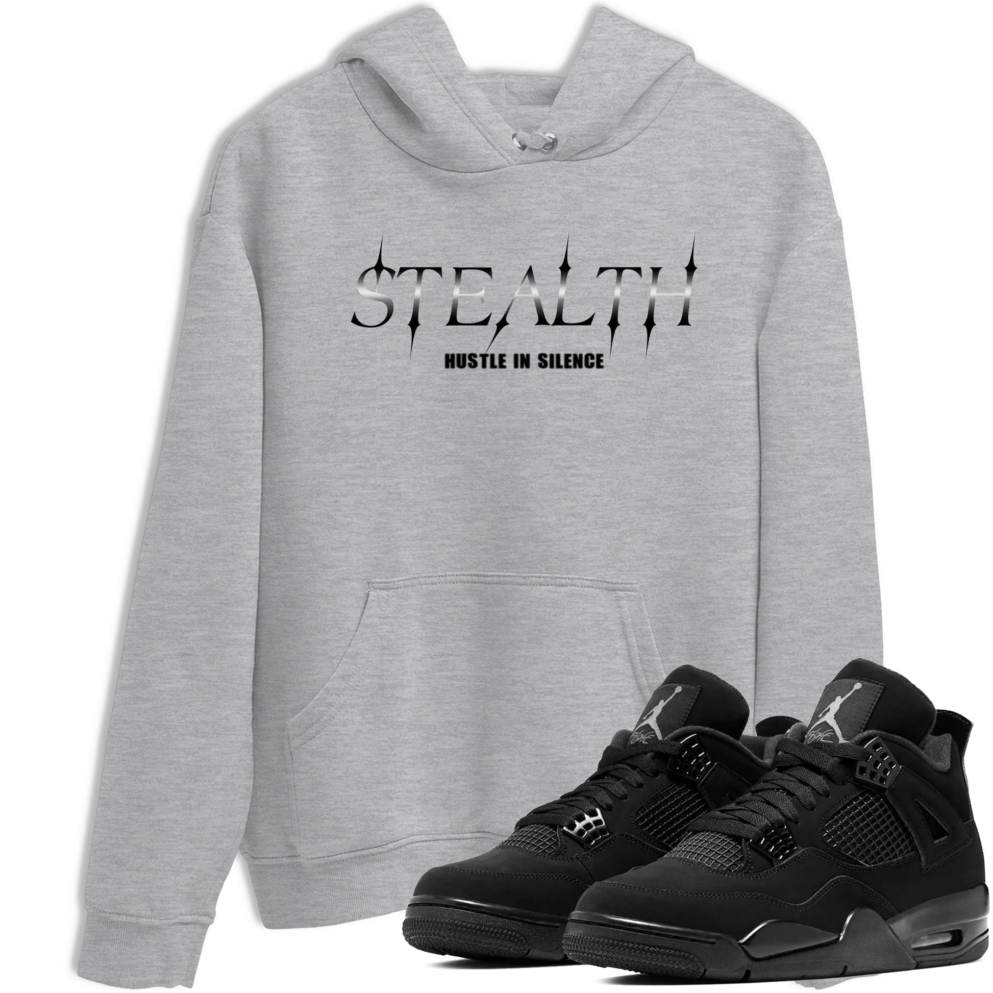 Sneaker match tees – Sneaker Tees To Match Air Jordan 4 Black Cat Shoes – Stealth Tee Heather Grey 1