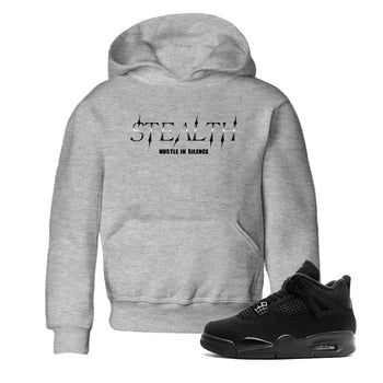 Sneaker match tees – Sneaker Tees To Match Air Jordan 4 Black Cat Shoes – Stealth Kids T-Shirt Heather Grey 1