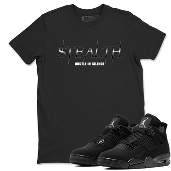 Sneaker match tees – Sneaker Tees To Match Air Jordan 4 Black Cat Shoes – Stealth Tee Black 1