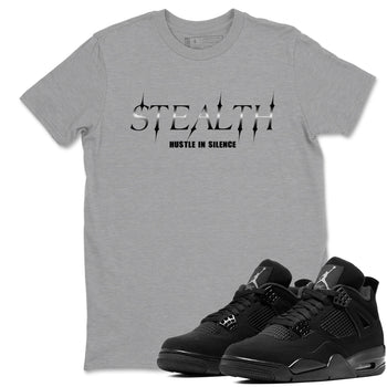 Sneaker match tees – Sneaker Tees To Match Air Jordan 4 Black Cat Shoes – Stealth Tee Heather Grey 1