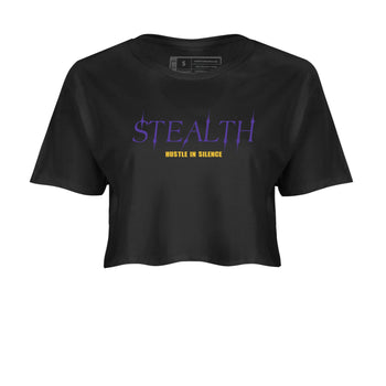 Sneaker match tees – Sneaker Tees To Match Air Jordan 4 Lakeshow Shoes – Stealth Crop T-Shirt Black 2