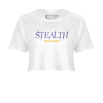 Sneaker match tees – Sneaker Tees To Match Air Jordan 4 Lakeshow Shoes – Stealth Crop T-Shirt White 2