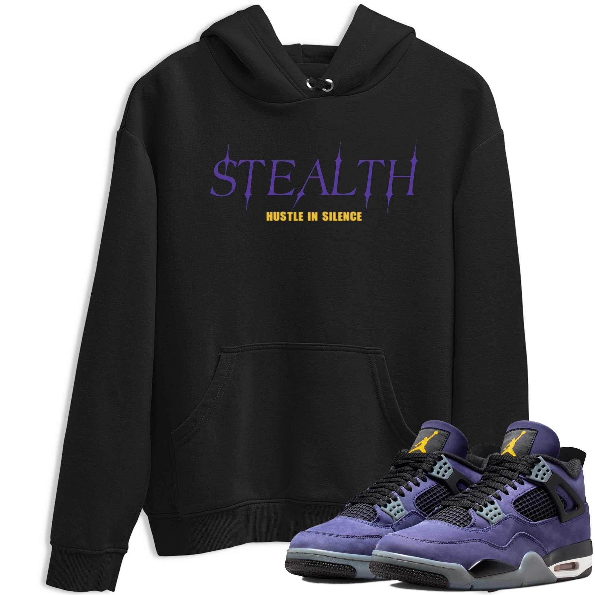Sneaker match tees – Sneaker Tees To Match Air Jordan 4 Lakeshow Shoes – Stealth Tee Black 1