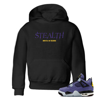 Sneaker match tees – Sneaker Tees To Match Air Jordan 4 Lakeshow Shoes – Stealth Kids T-Shirt Black 1