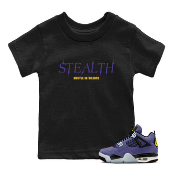 Sneaker match tees – Sneaker Tees To Match Air Jordan 4 Lakeshow Shoes – Stealth Kids T-Shirt Black 1