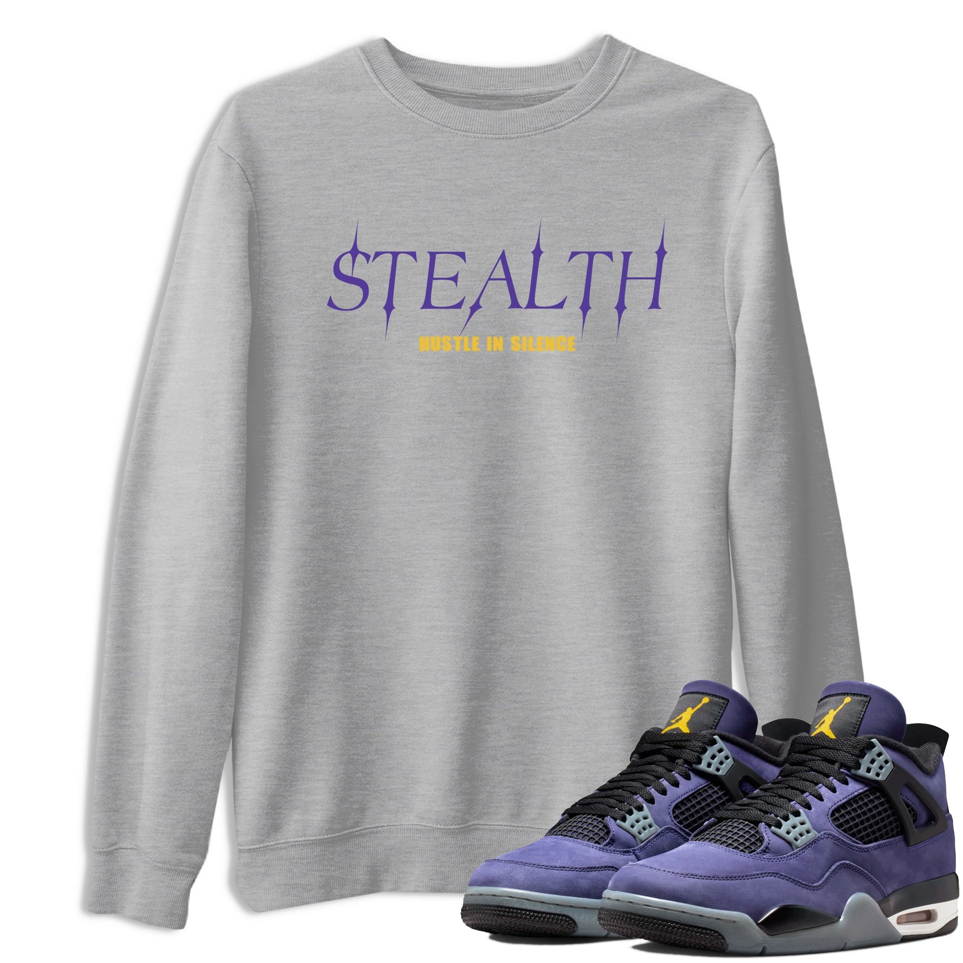 Sneaker match tees – Sneaker Tees To Match Air Jordan 4 Lakeshow Shoes – Stealth Tee Heather Grey 1